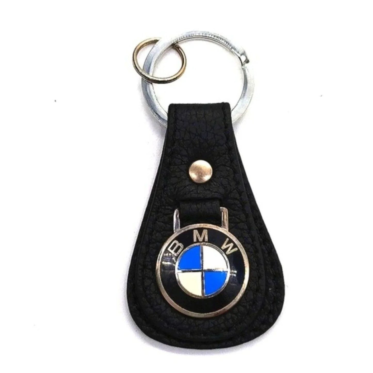 RARE Authentic Vintage BMW Black Leather Logo Keychain Key Fob OEM