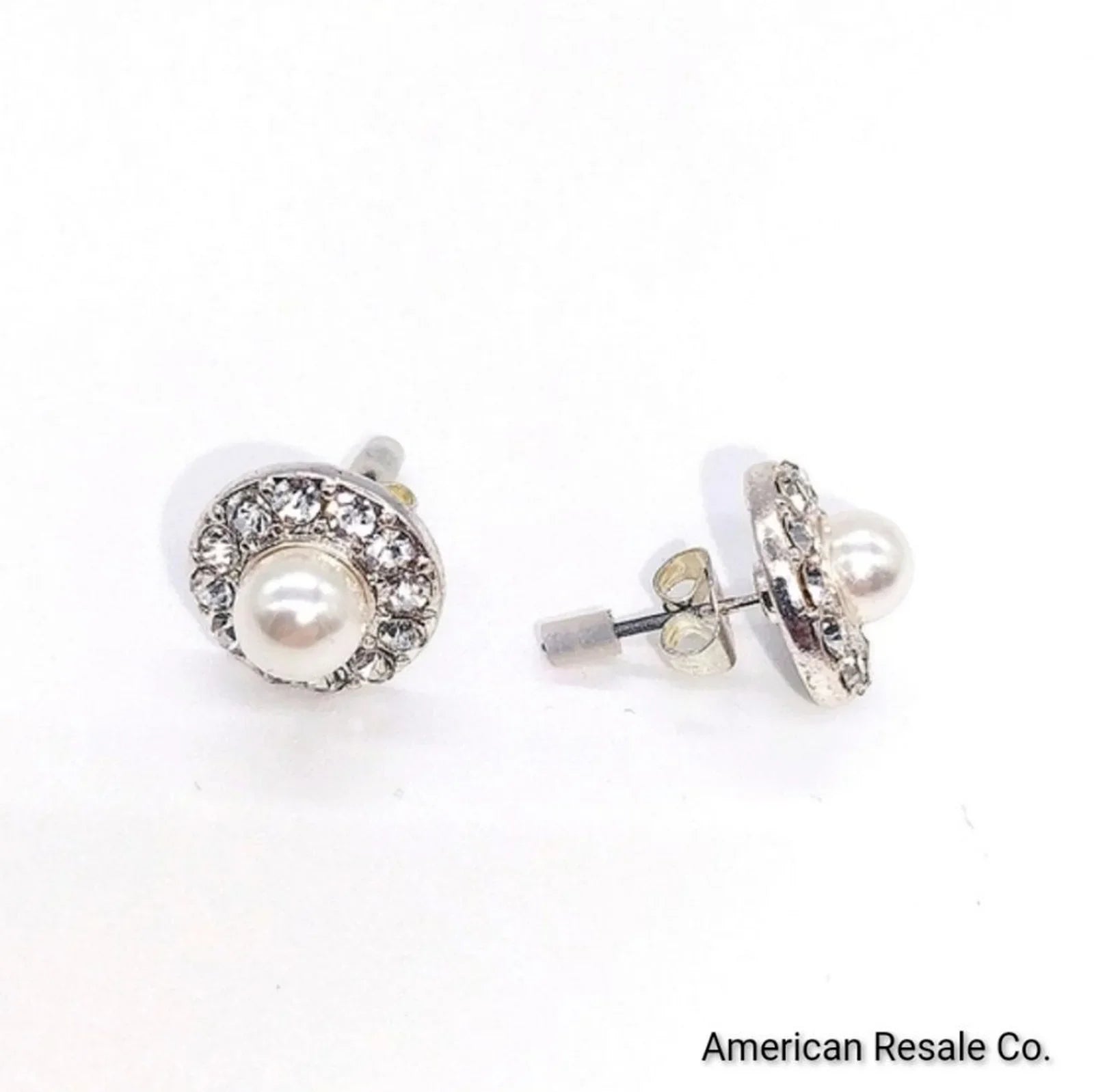 Made with Swarovski Crystals 1/2" Glass Pearl Stud Earrings in Silver