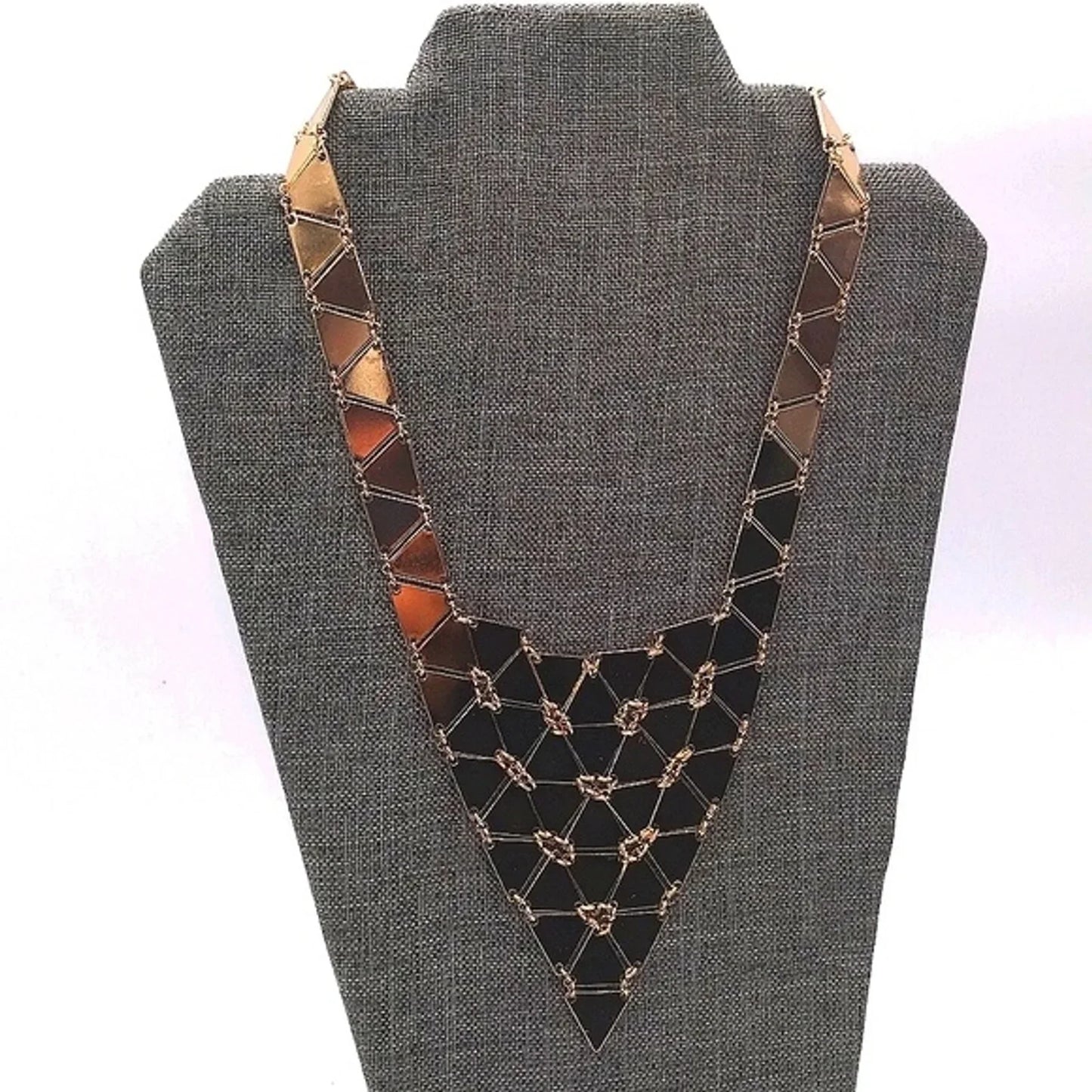 NEW CHICO'S Statement Collar Bib Necklace with extension in Reflective Gold
