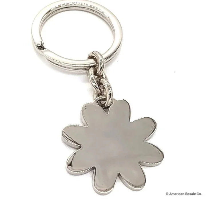 COACH Keychain Vintage PINK Enamel Daisy Keychain  Fob Purse Charm-Rare