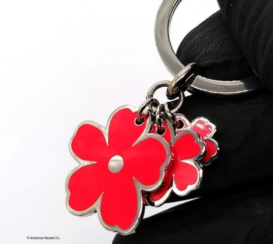 Burberry Prorsum Red Flower Bloom Key Fob Purse Charm Handbag tag
