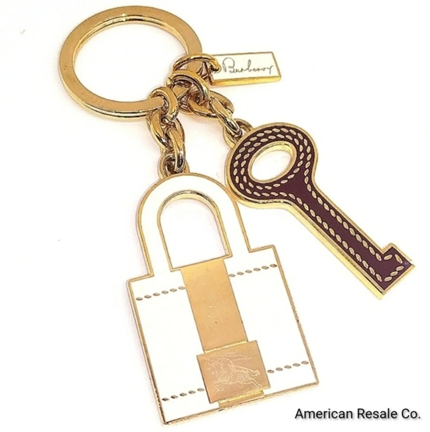 Vintage Burberry Gold Purse Skeleton Key Keychain FOB Purse Charm