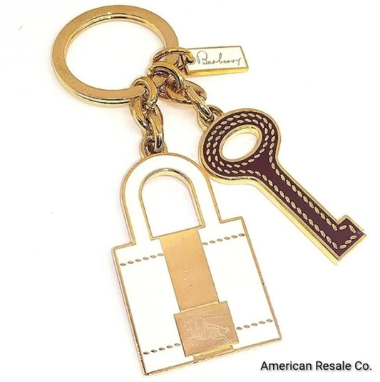 Vintage Burberry Gold Purse Skeleton Key Keychain FOB Purse Charm