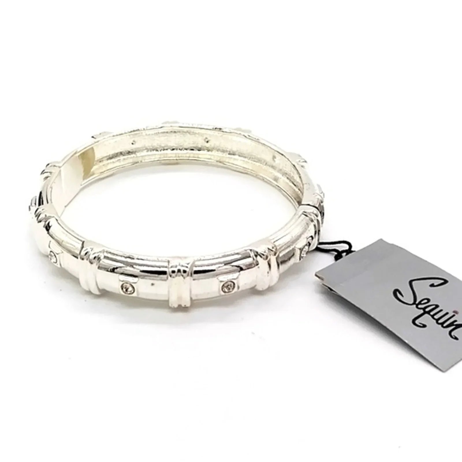Sequin by Nordstrom Silver Cubic Zirconia Bangle Cuff Bracelet