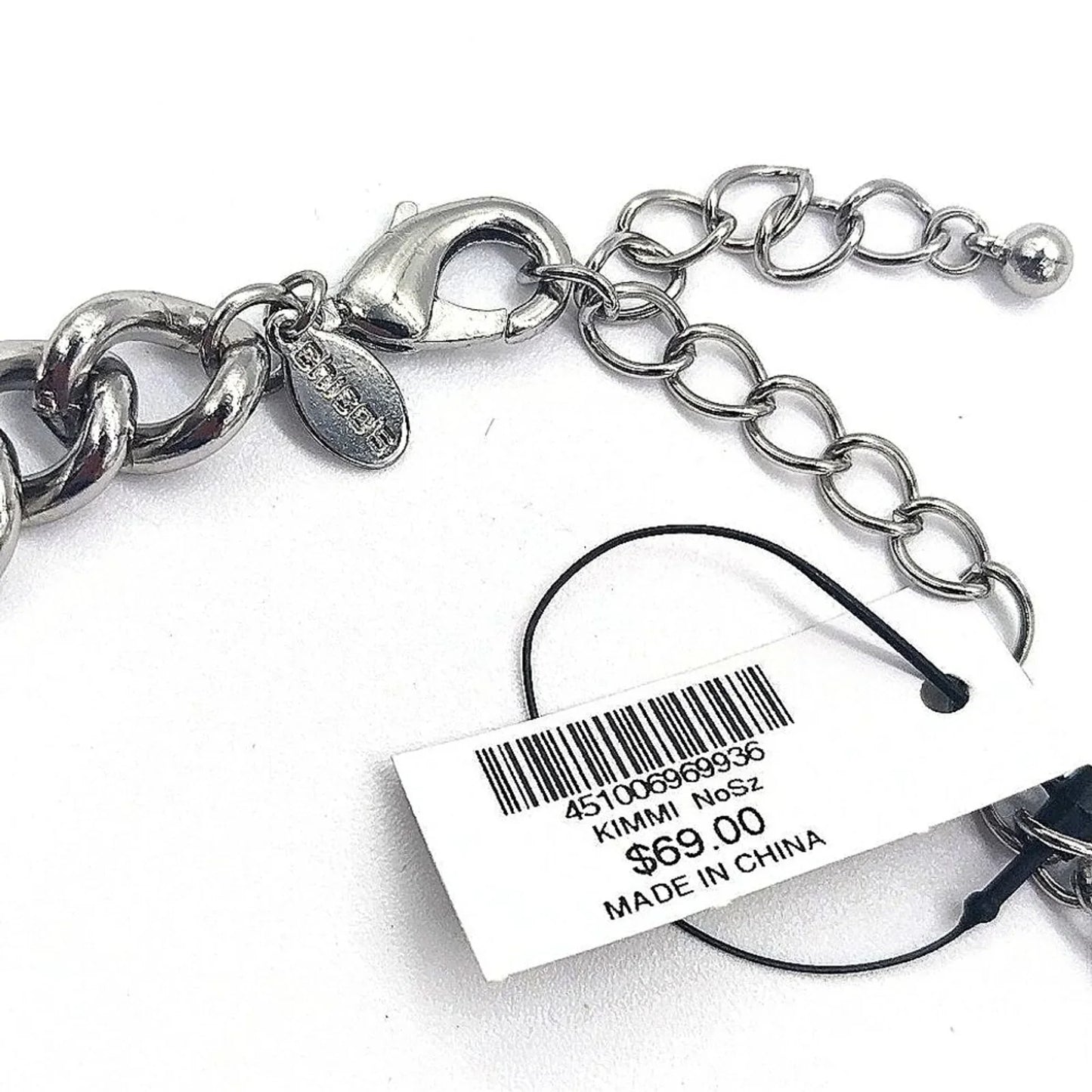 $70 CHICO'S Kimmi Short Bib Pave Crystal Silver Necklace NWT