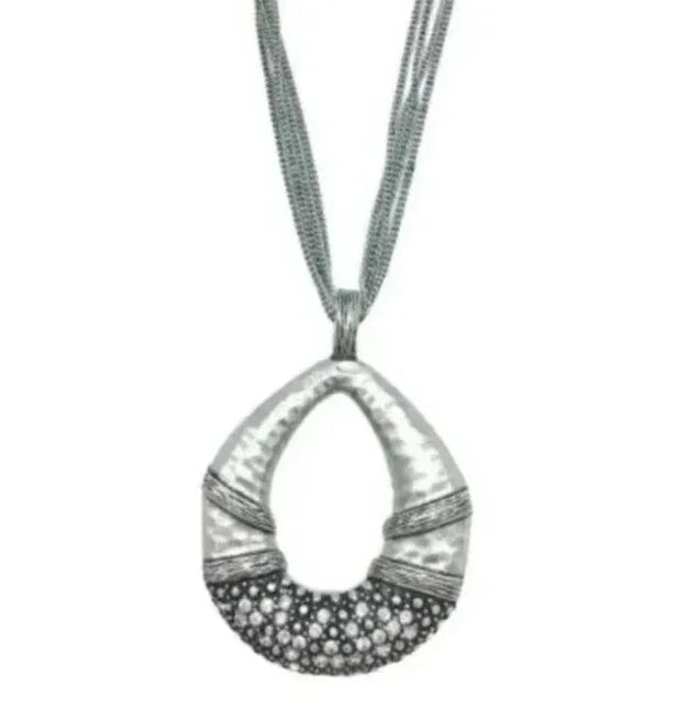 Made with Swarovski® Crystals Statement Pendant Necklace in Matte Silver 