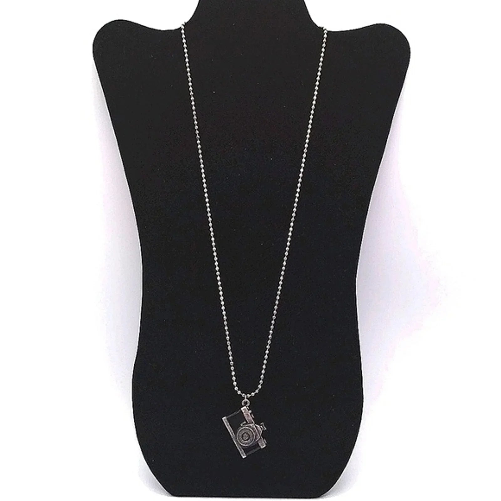 NEW CHICO'S 24" Rare Camera Pendant Statment Necklace in Silver