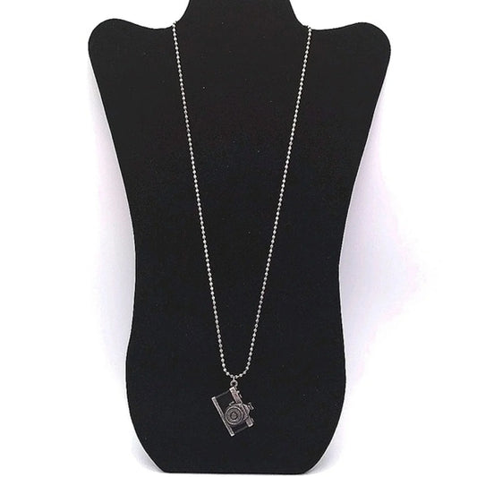 NEW CHICO'S 24" Rare Camera Pendant Statment Necklace in Silver