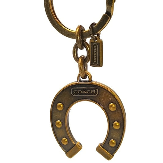 Large COACH Brass Keychain Key Fob Lucky Horseshoe Tag Purse Charm Men Women