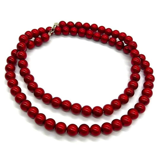 Vintage JOAN RIVERS Signed 30” Classic Collection Red Pearl Necklace