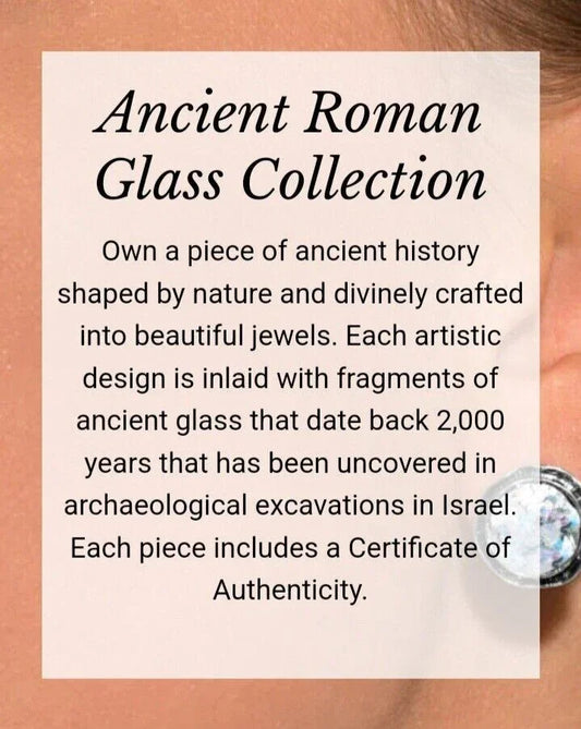 Stunning Sterling Silver .925 Ancient Roman Glass Drop Earrings-COA