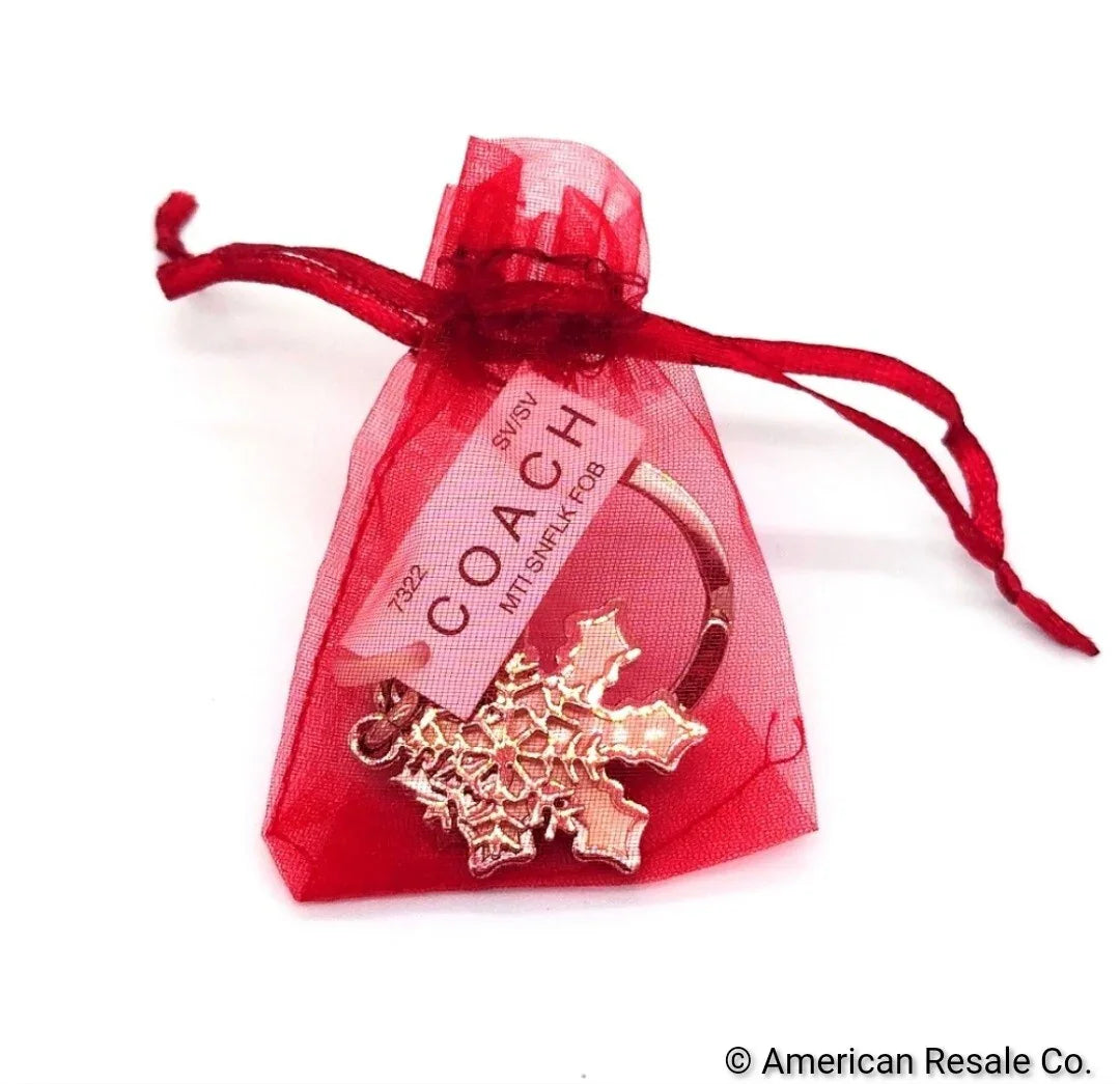 Rare NWT COACH White Enamel Multi Snowflake FOB Keychain Fob Purse Charm 