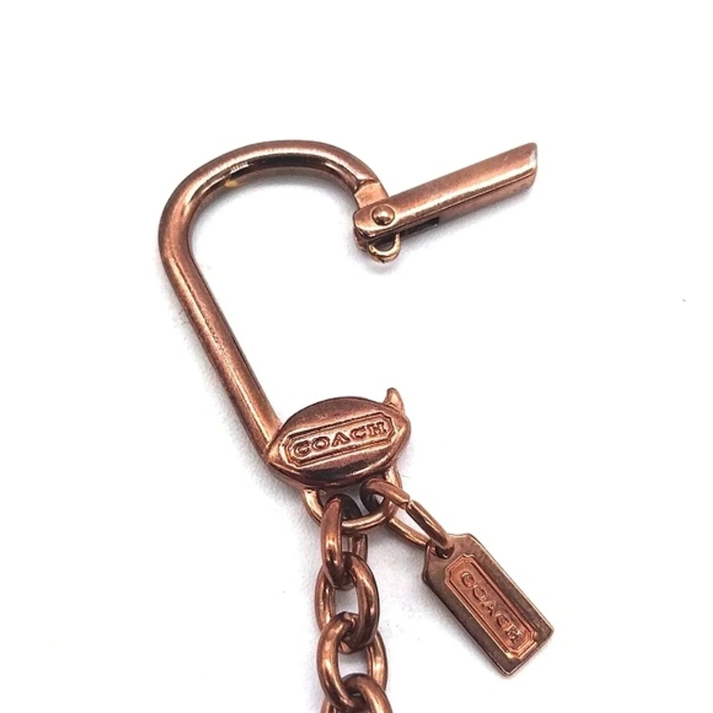 Vintage Rare Pre-Owned COACH Copper Heart Trigger Snap Keychain Fob Purse Charm