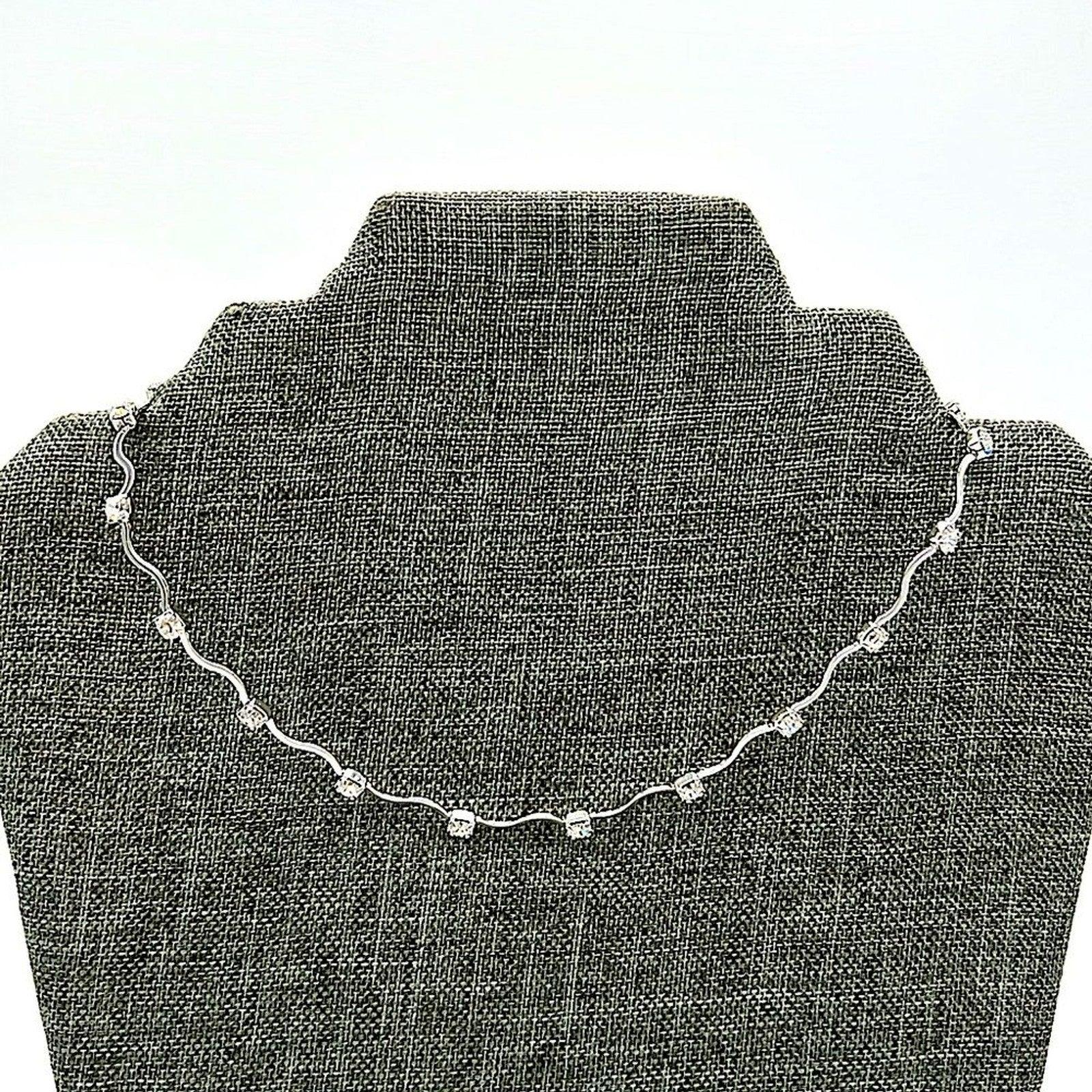 JOAN RIVERS 18” Vintage Delicate Crystal Silver Statement Collar Necklace-NEW