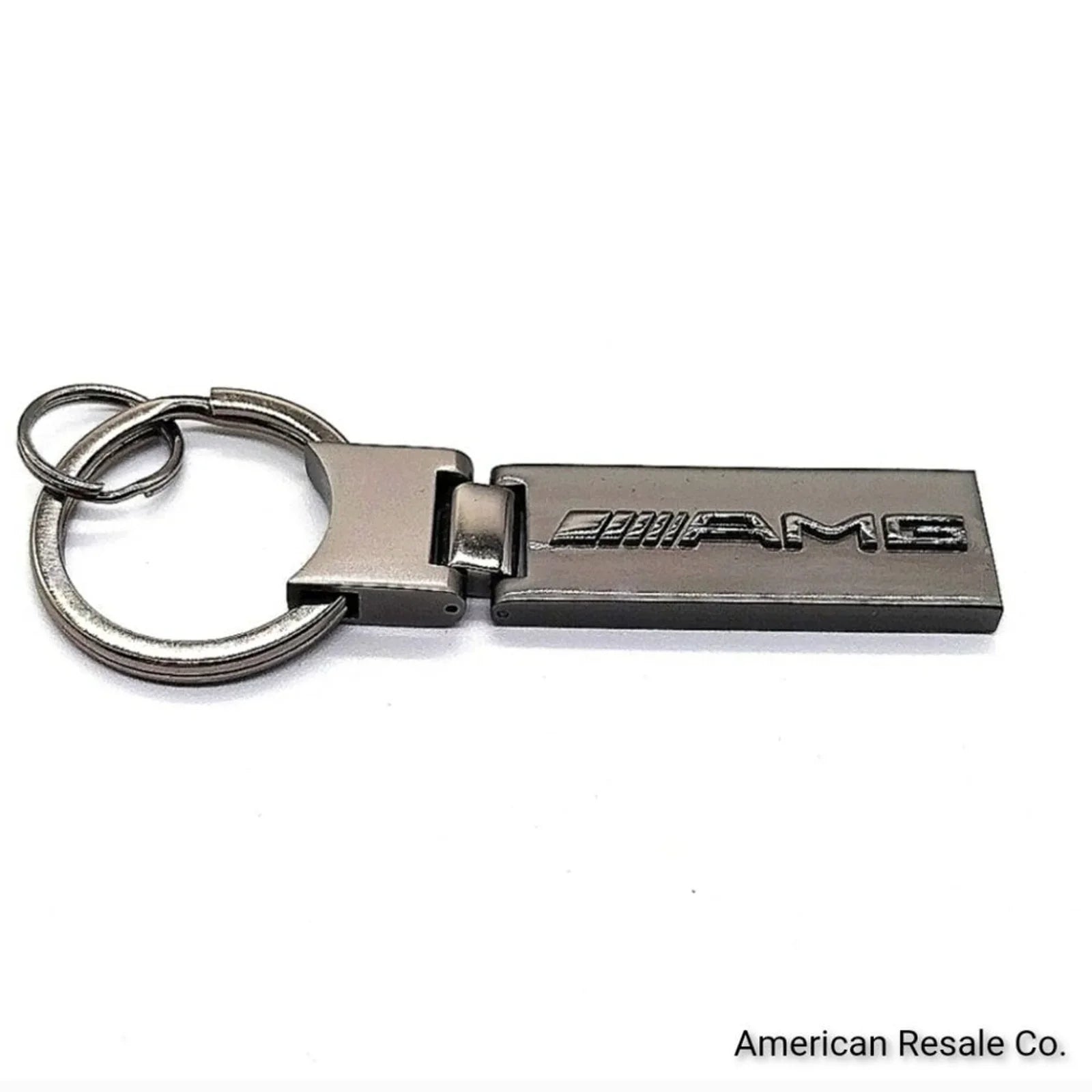 Genuine Mercedes Benz Gloss Gunmetal Silver Elongated Key Fob Keychain OEM-Boxed
