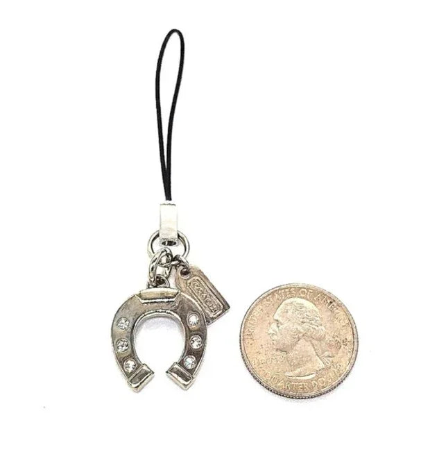 Vintage COACH Lucky Horshoe Fob Lanyard With CZ, Purse Charm Add to Keychain