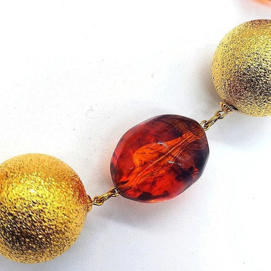 Vintage Rare Joan Rivers Classic Collection Amber Orange Gold Statement Necklace
