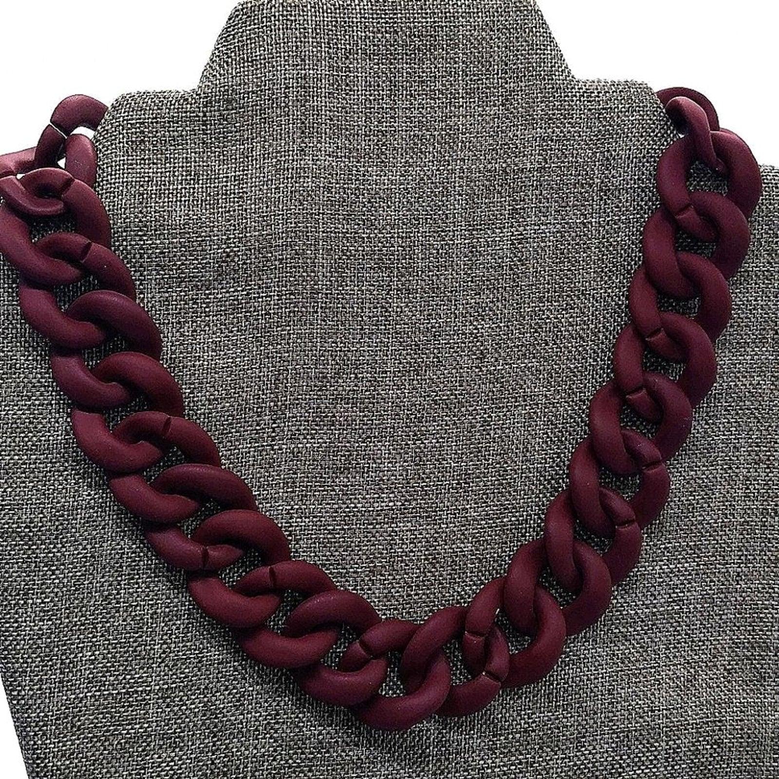 Rare Vintage DAISY FUENTES Resin Chain Link Necklace in Espresso Brown