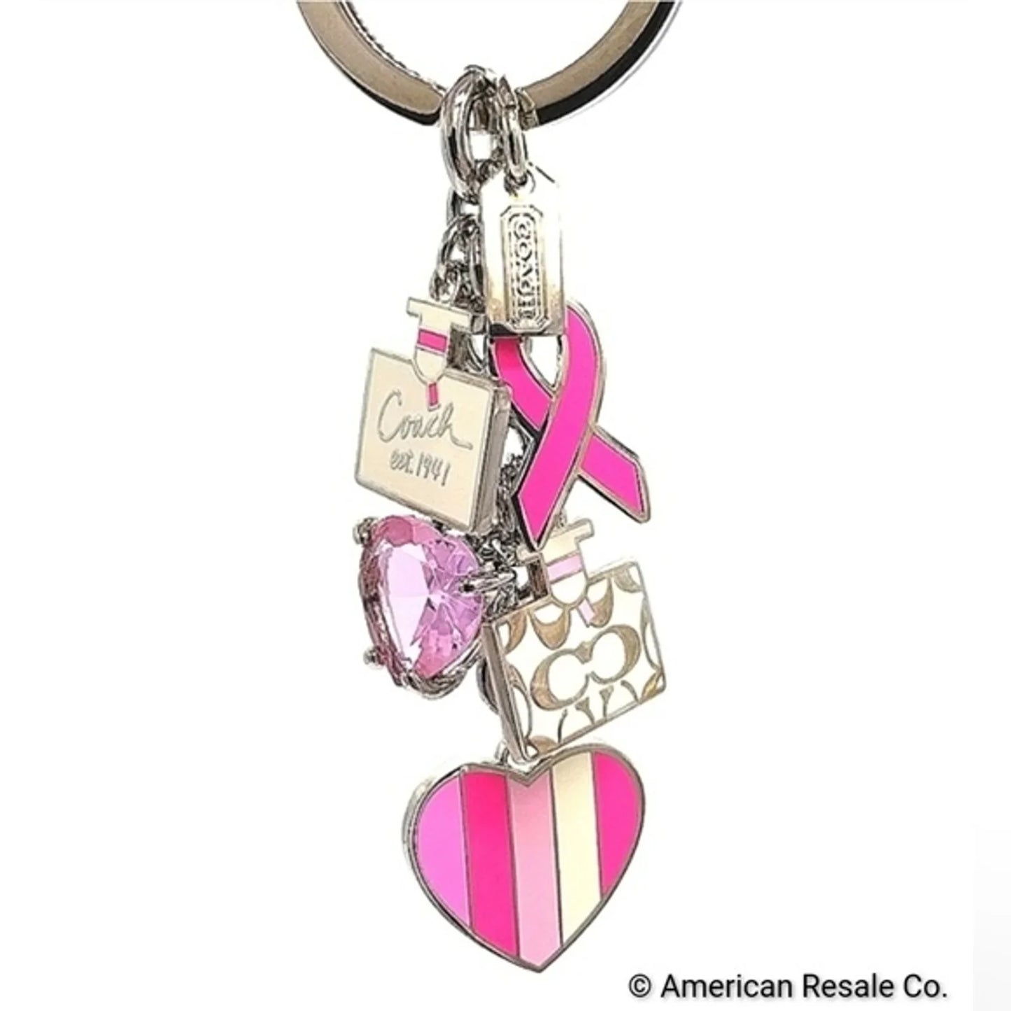 Vintage COACH BCA Breast Cancer Awareness Keychain Fob Multi Purse Charm #92161