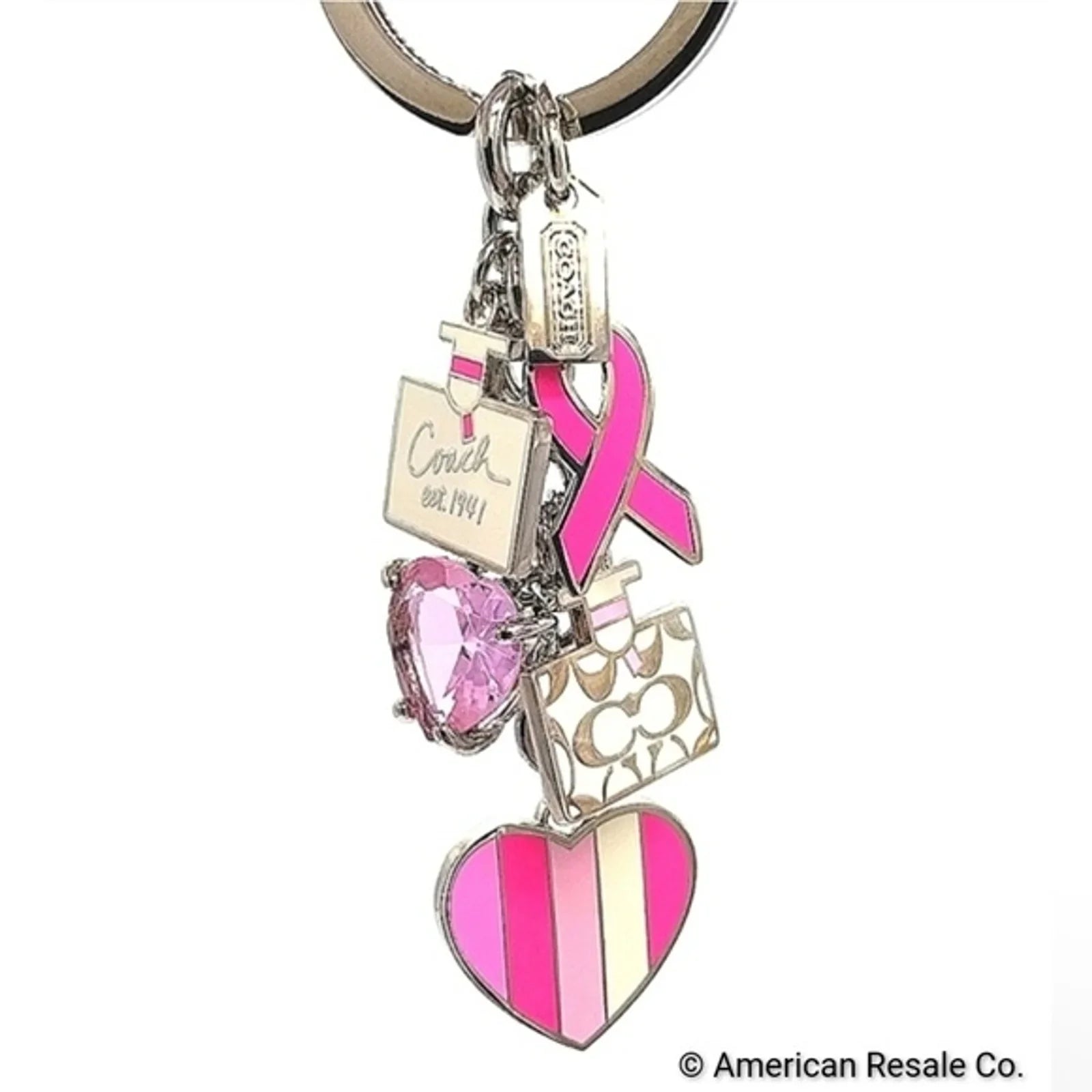 Vintage COACH BCA Breast Cancer Awareness Keychain Fob Multi Purse Charm #92161