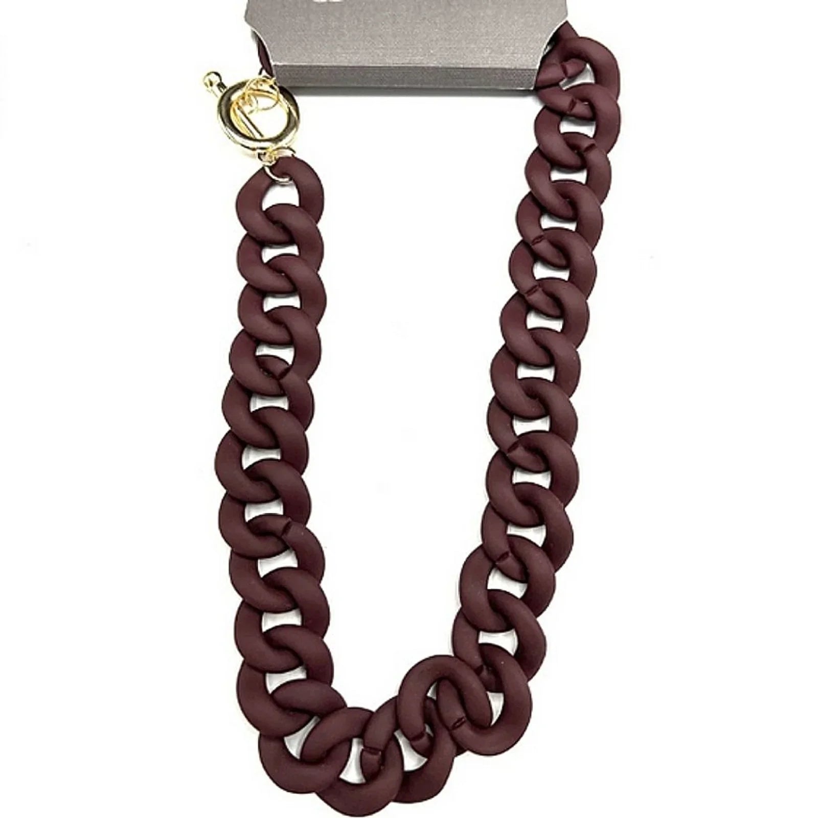 Rare Vintage DAISY FUENTES Resin Chain Link Necklace in Espresso Brown