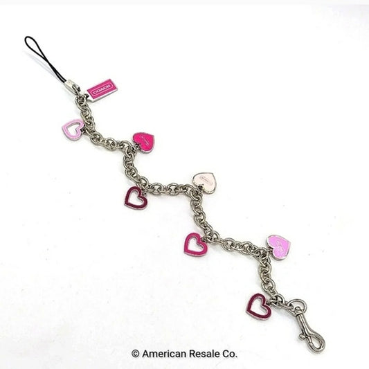 SALE Vintage COACH Multi Heart Purse Charm Handbag Bracelet Lanyard Trigger Snap