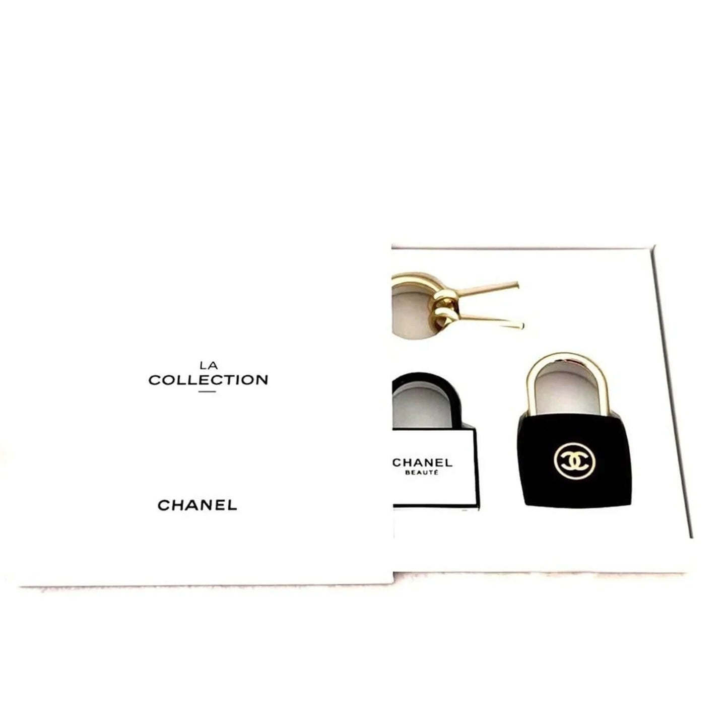 CHANEL PadLock Lock & Key Set Rare VIP Charm Keychain