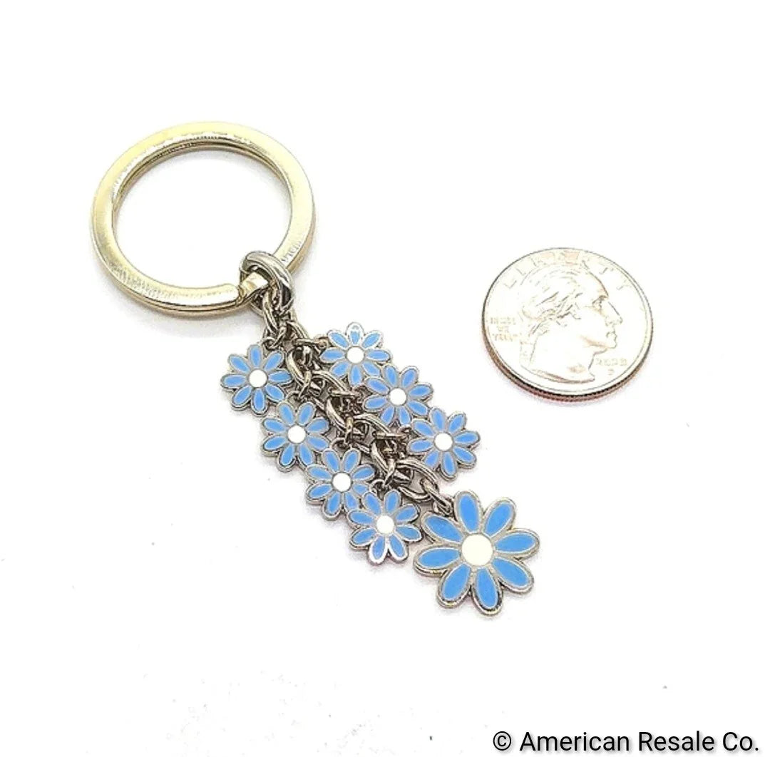 JUST IN! Vintage COACH Sky Blue Daisy Flowers Enamel Purse Charm Keychain Fob
