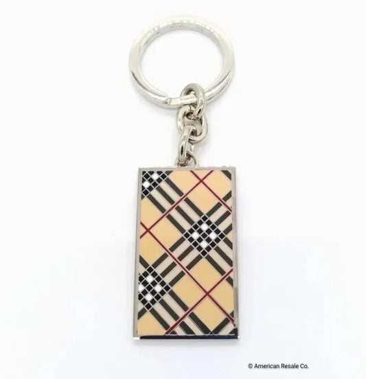 Vintage BURBERRY Nova Check Rectangle Keychain Purse Charm fob-men women unisex