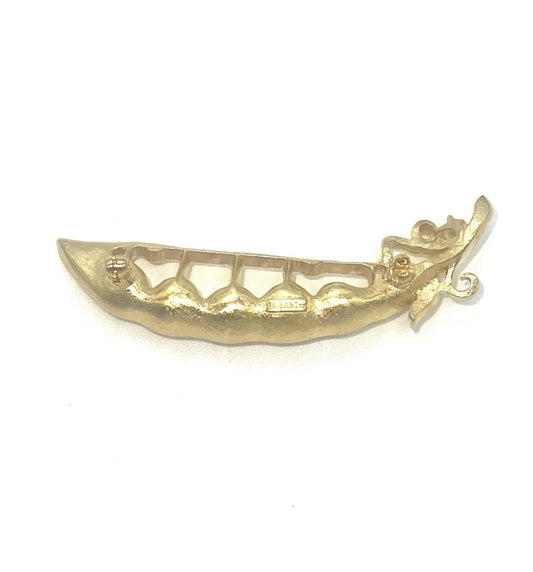 Broken RARE Crown Trifari "Peas in a Pod" Brooch Alfred Philippe Gold Tone Pearl