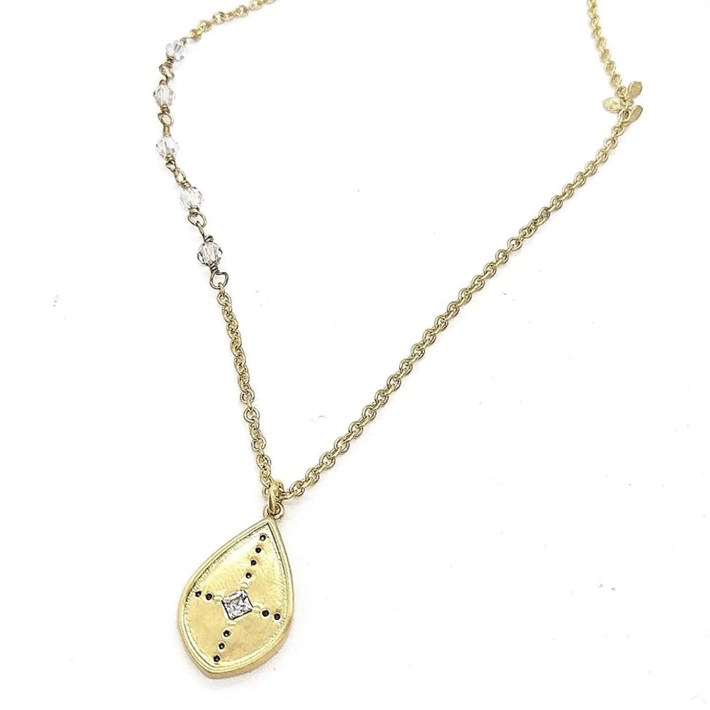 SILPADA Weekender Pendant Necklace in Gold Made with Swarovski Crystal K&R-Rare.