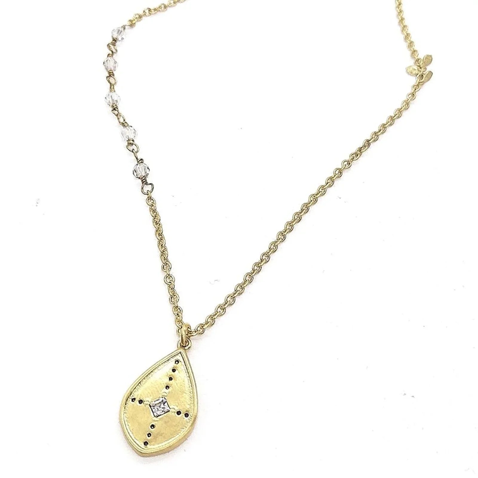SILPADA Weekender Pendant Necklace in Gold Made with Swarovski Crystal K&R-Rare.