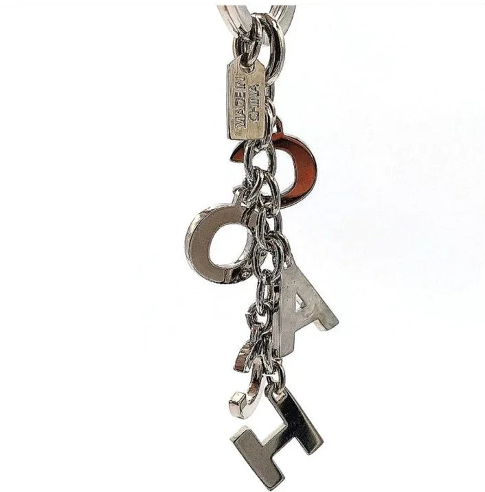 Rare COACH Crystal Pave Silver Multi Charm Keychain Key Ring FOB Accessory 