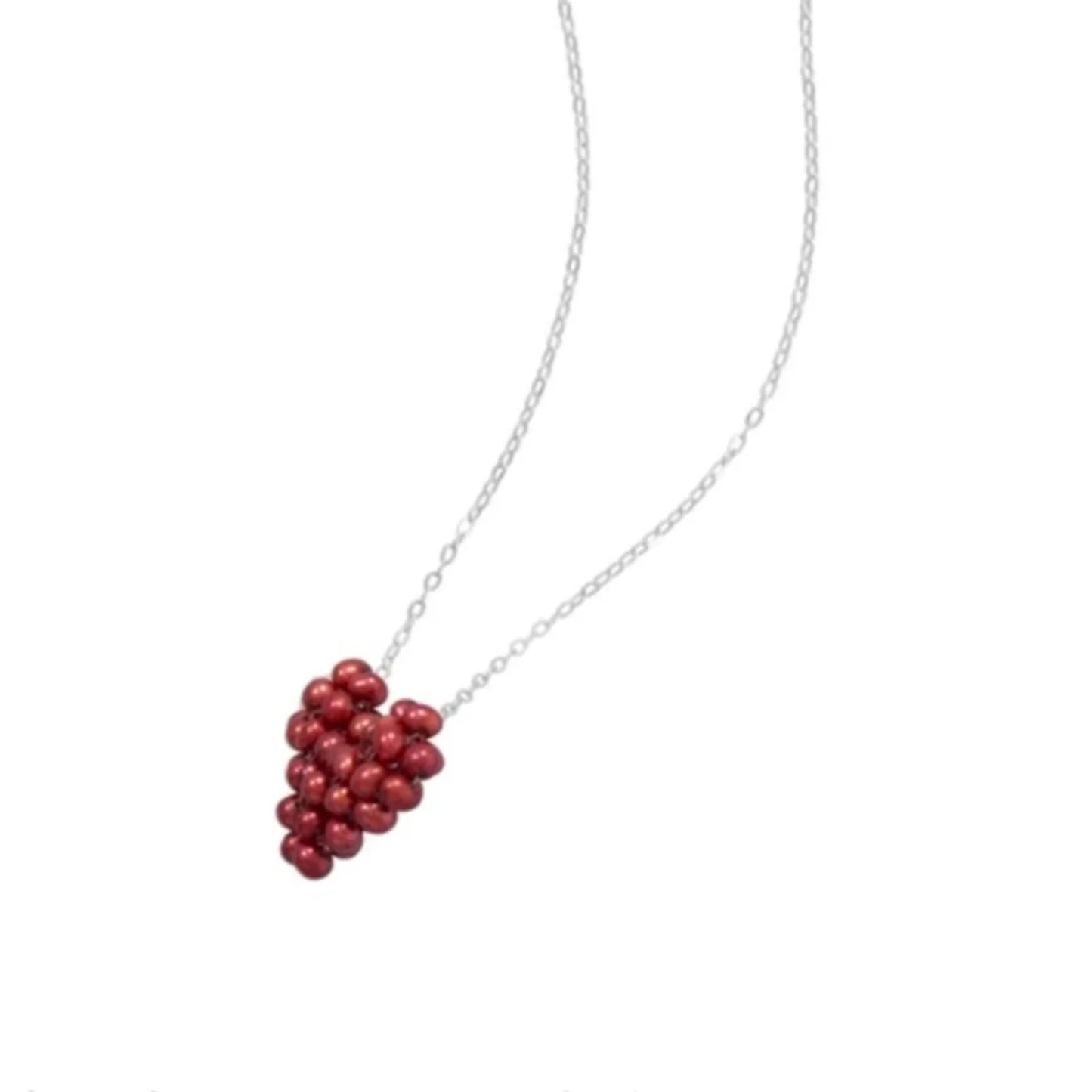 Cultured Freshwater Pearl Heart Necklace in Sterling Silver