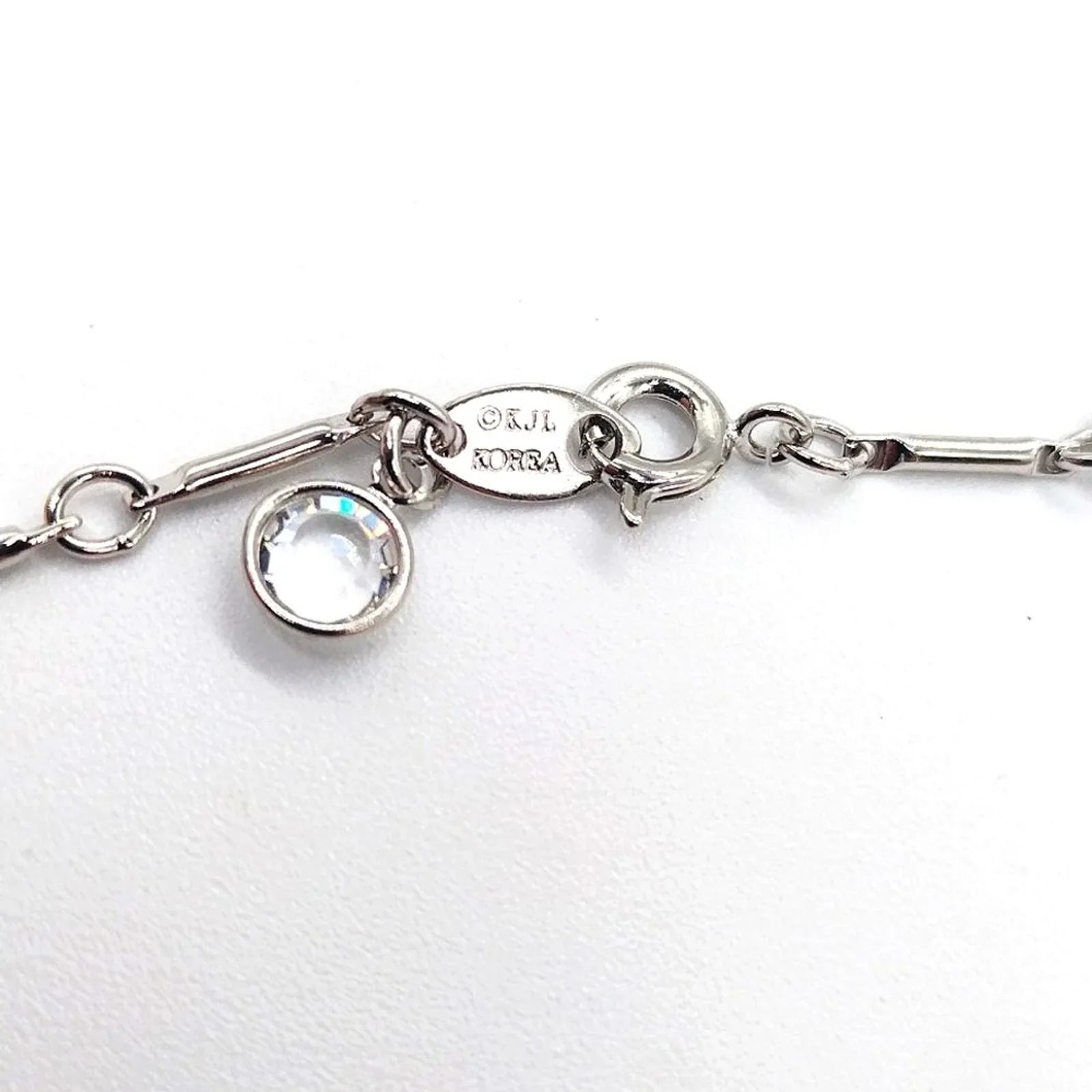 KJL Kenneth Jay Lane Vintage Crystal Silver Station Necklace 18"