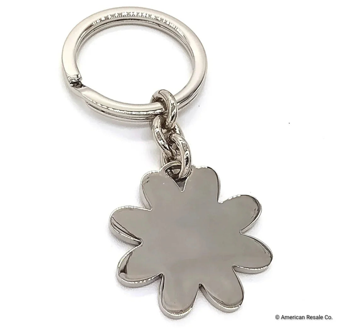 *READ* Vintage COACH Sky Blue Enamel Daisy Flower Keychain FOB Purse Charm