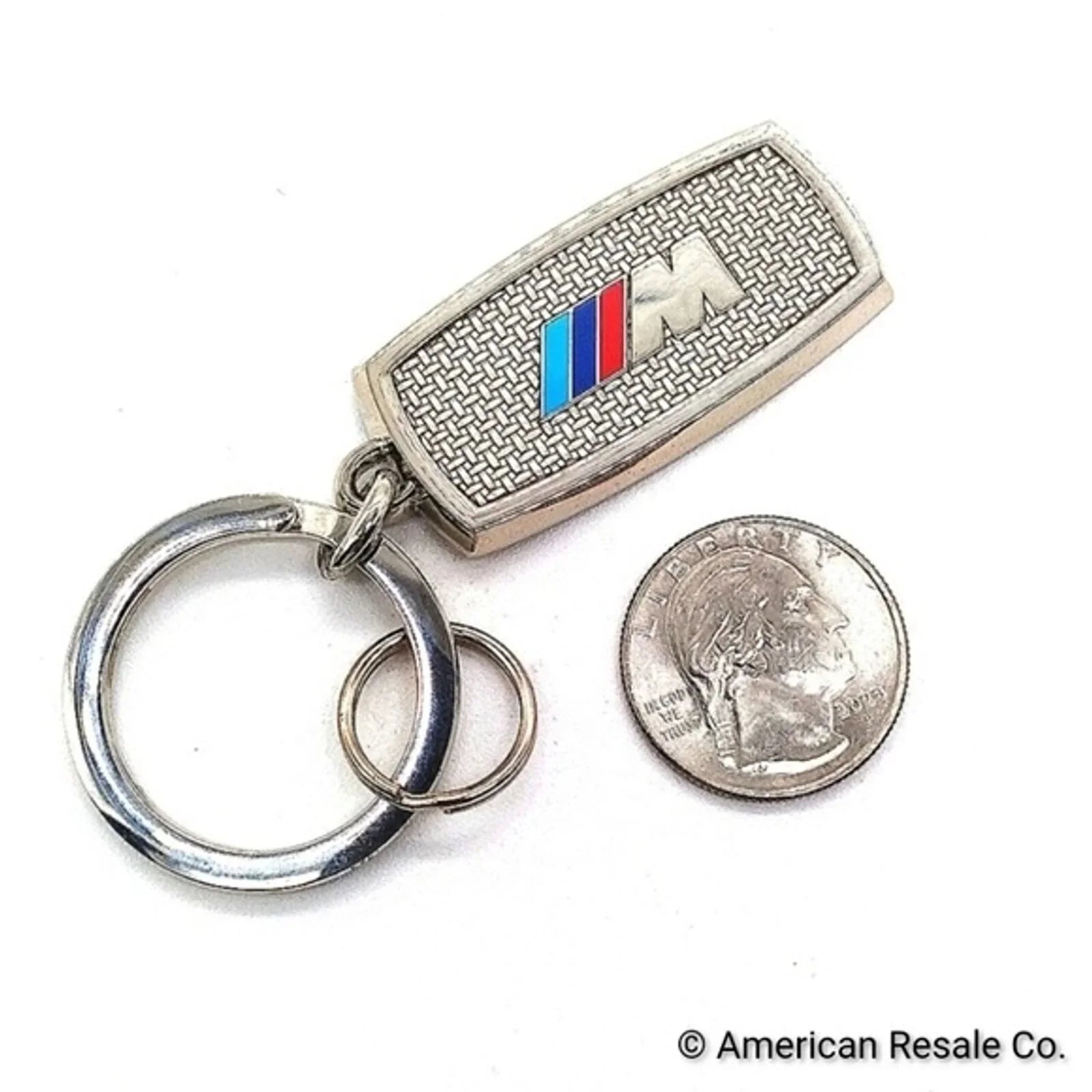 Authentic Vintage BMW M Power Logo Stainless Steel Chrome Keychain Key Fob OEM.