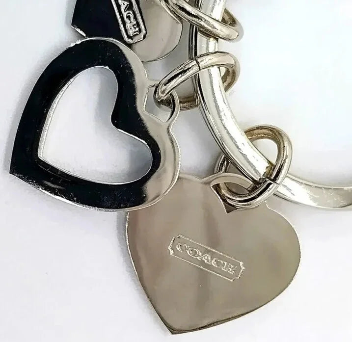 Rare COACH Heart Hearts Keychain Pink Blue Hearts Purse Charm Keychain