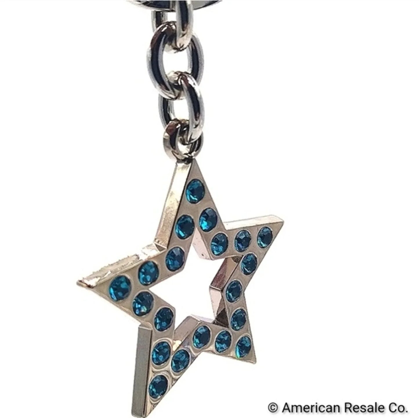 COACH Vintage Star Keychain Fob Purse Charm with Blue Swarovski Crystals #F92662