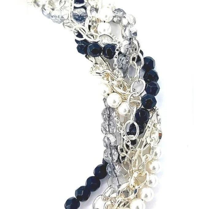 White House Black Market Black/White Faux Pearl Torsade Necklace 570103383