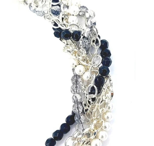 White House Black Market Black/White Faux Pearl Torsade Necklace 570103383