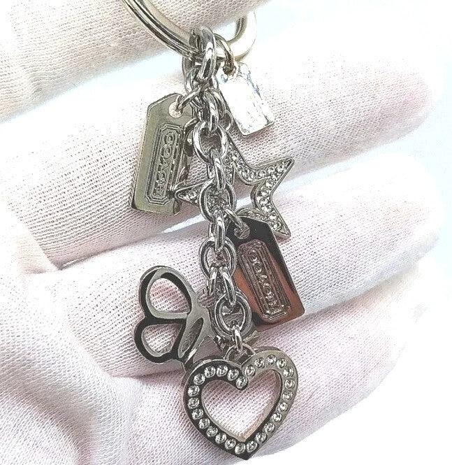 Rare COACH Pave Multi Fob Crystal Butterfly Heart Star Keychain Fob Charm CZ
