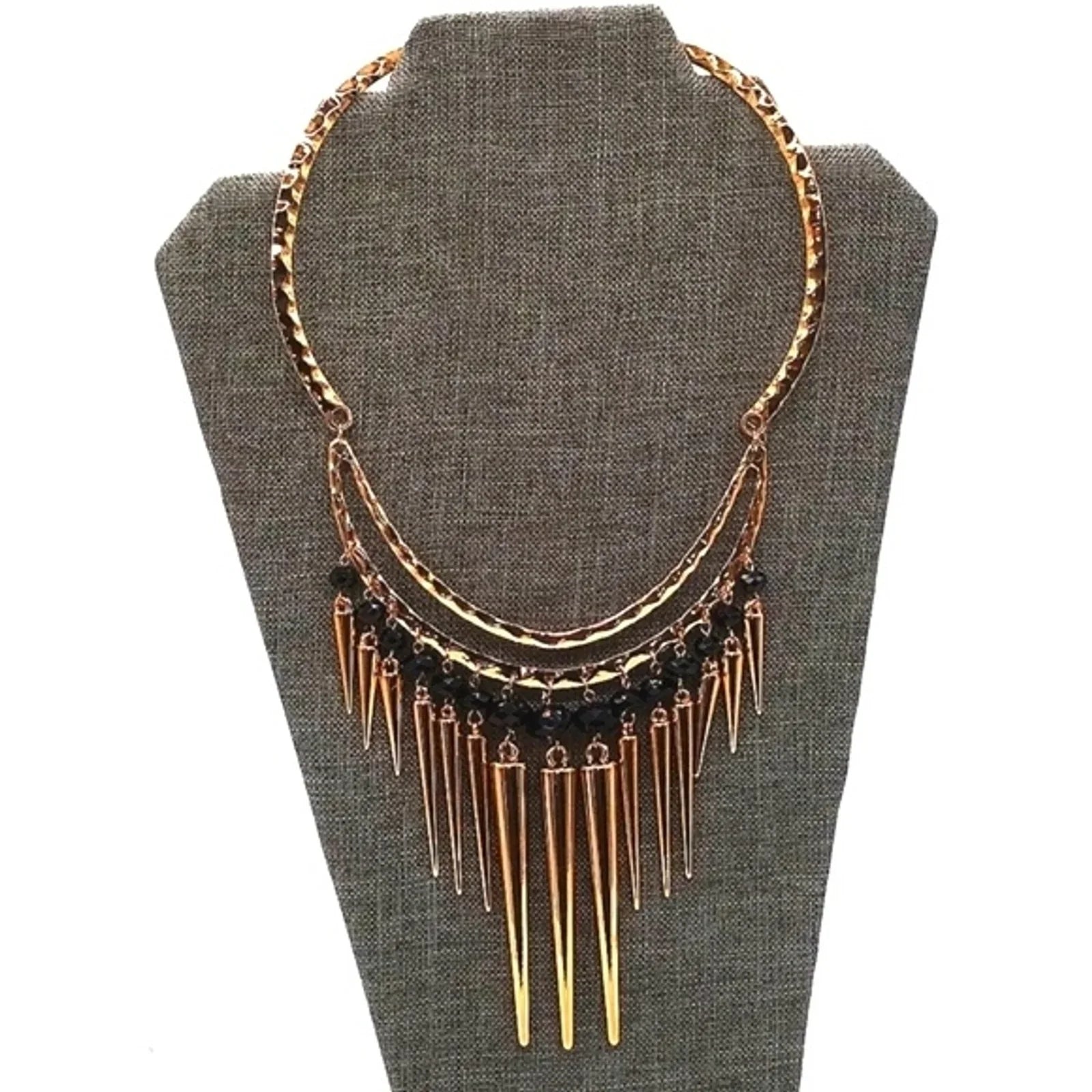 NEW CHICO'S Gold Hammered Statement Collar Bib Necklace