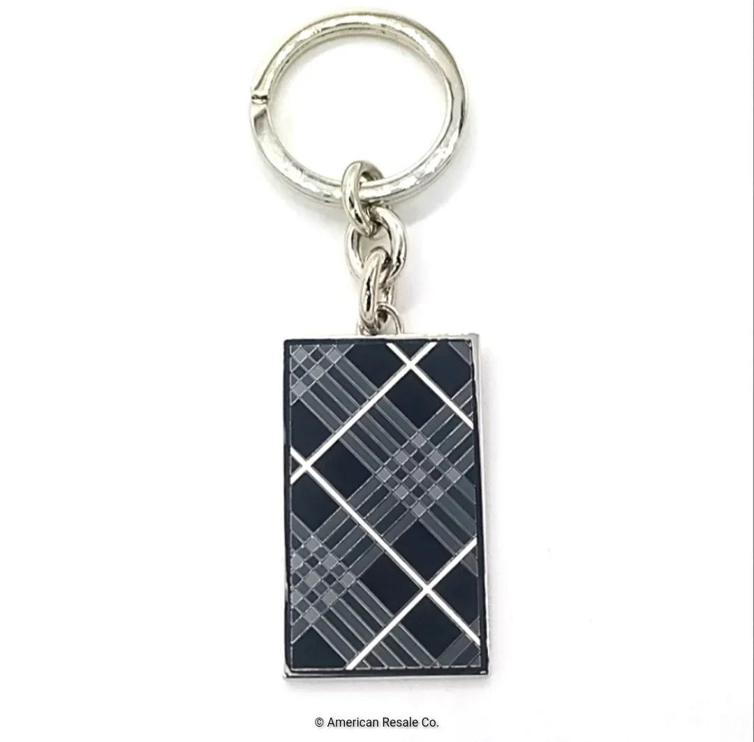 Vintage BURBERRY Black Nova Check Rectangle Keychain Purse Charm fob-men women 
