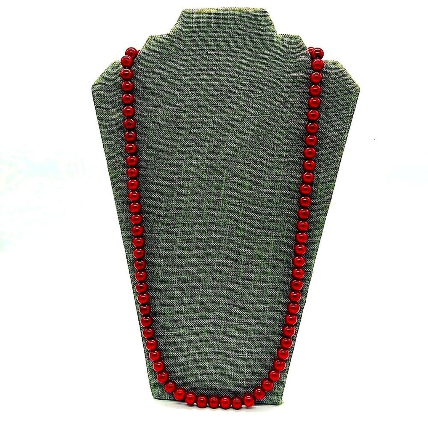 Vintage JOAN RIVERS Signed 30” Classic Collection Red Pearl Necklace