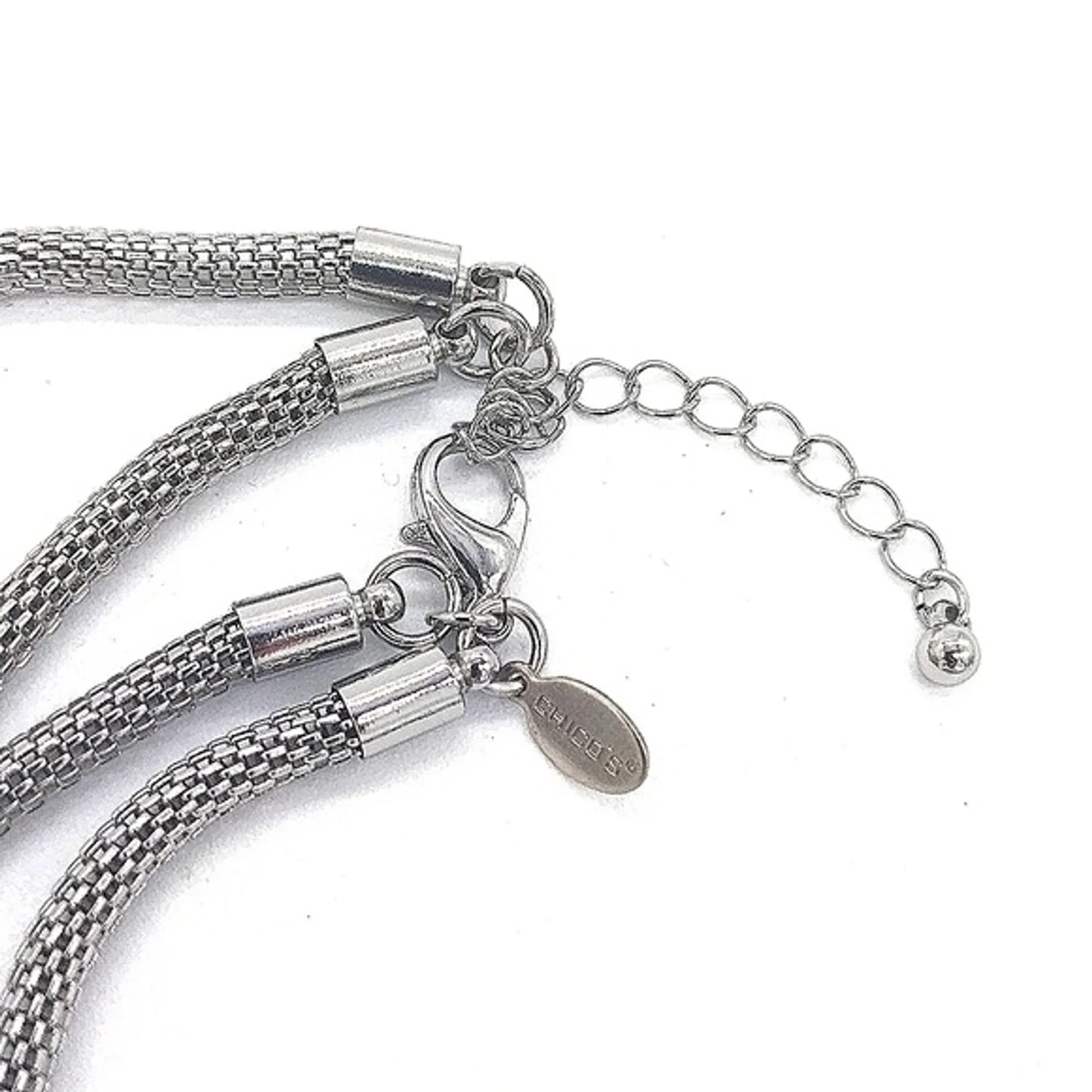 CHICO'S 18" Statement Pendant Knot Necklace with extension in Silver