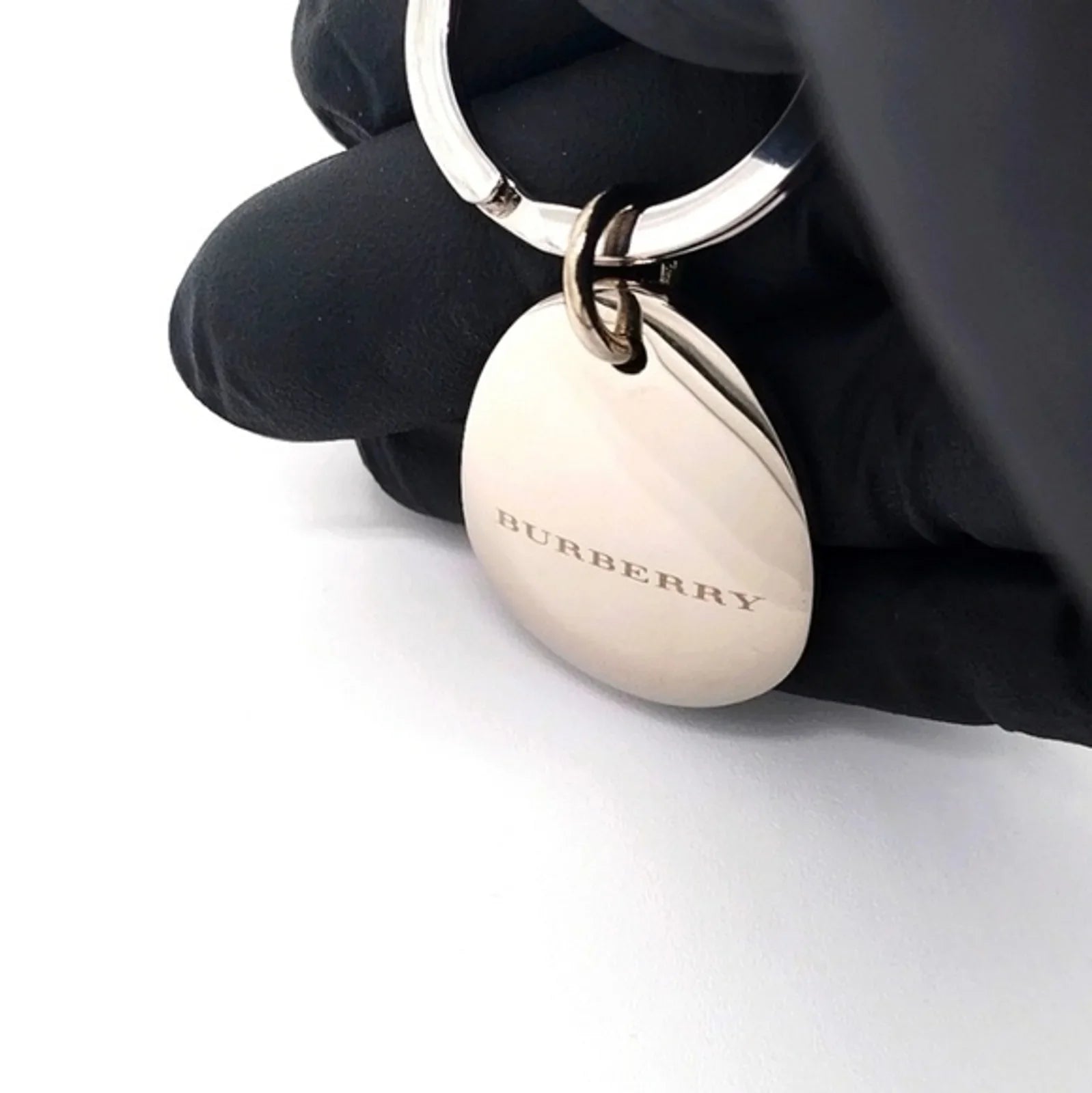 BURBERRY Vintage Nova Check Oval Teardrop keychain fob charm in Red. Unisex