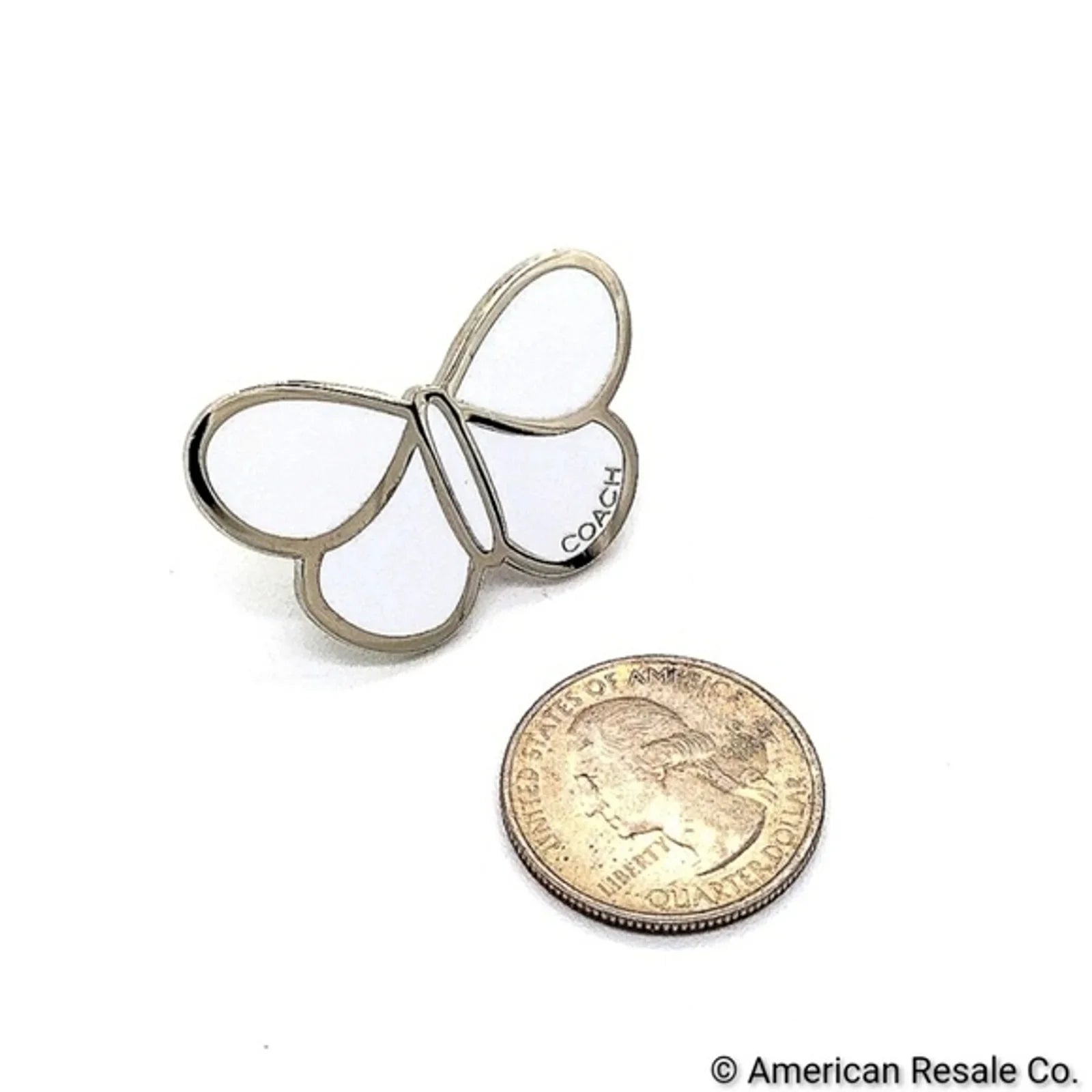 Vintage COACH White Enamel Butterfly Lapel Pin Brooch Purse Backpack Pin Charm