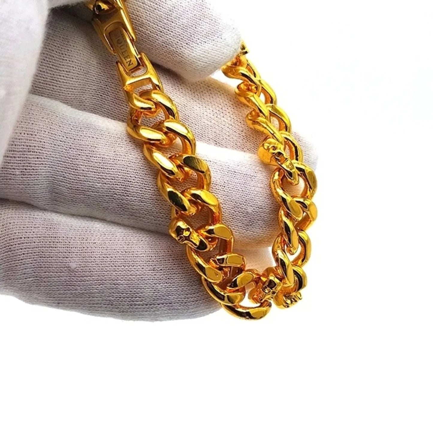 Alexander McQueen Gold Skull Motif 8" Bracelet