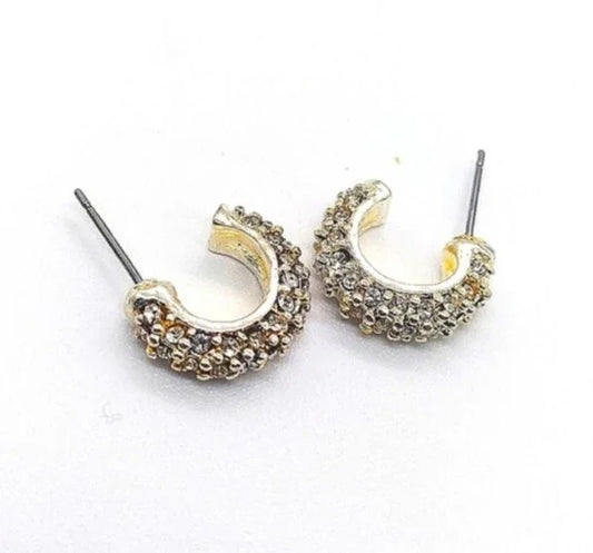 Palladium Plated Made with Swarovski Crystals 3/4" Mini Hoop Earrings